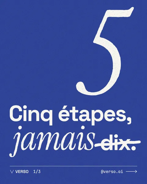 Visuel « Cinq étapes, jamais dix »