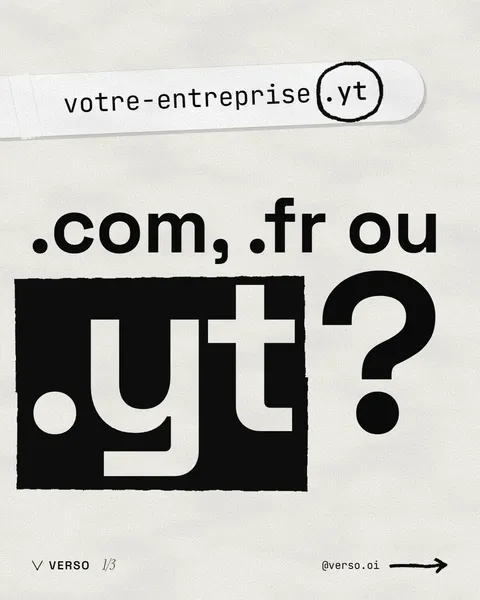 Visuel « .com, .fr ou .yt ? » avec l'adresse votre-entreprise.yt