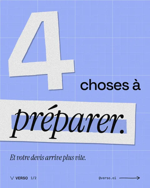 Visuel « 4 choses à préparer » : et votre devis arrive plus vite