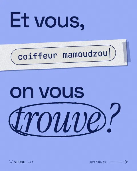 Visuel « Et vous, on vous trouve ? » avec la recherche « coiffeur mamoudzou »